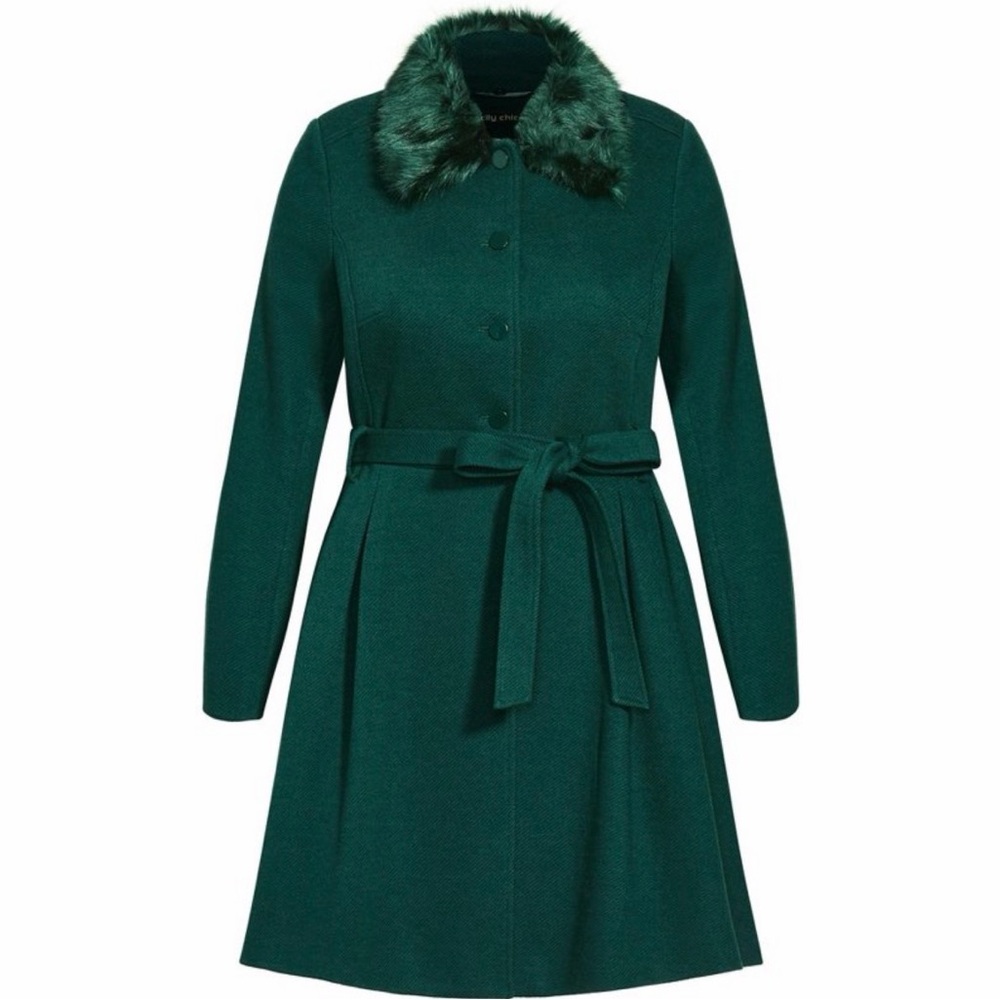 NWT City Chic Blushing Belle Coat - Jade Green - Size 20 / L - Picture 5 of 16